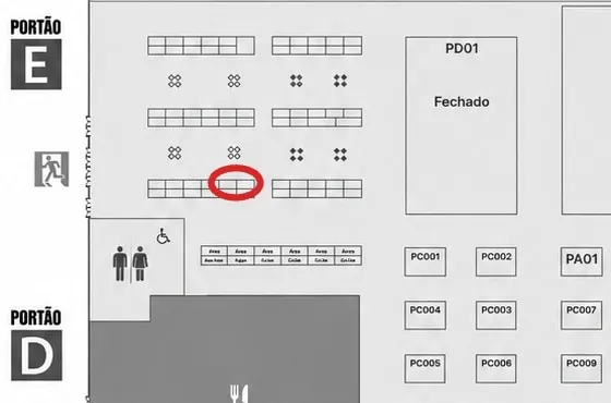 Plano del pabellón de la BGS 2026 con el stand de Venn Studios (AI49–AI50) marcado en rojo, en el Área Indie, cerca de la Puerta E.